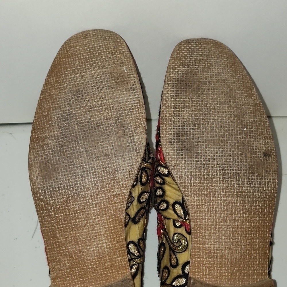 Free People gold and red Embroidered Mules size 38 Floral - Picture 6 of 12